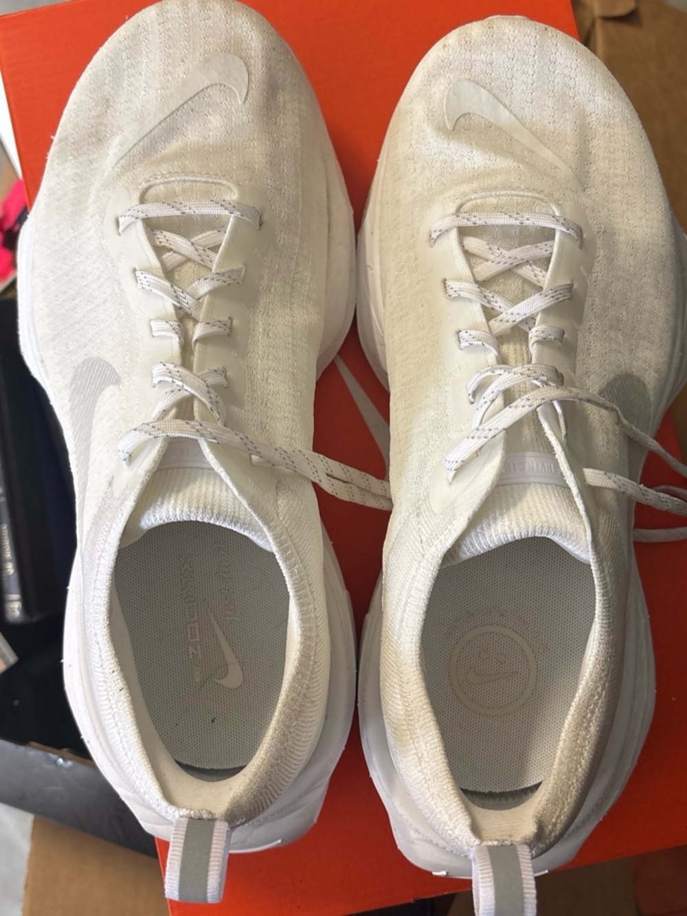 Nike White Knit Low-Top Athletic Sneakers